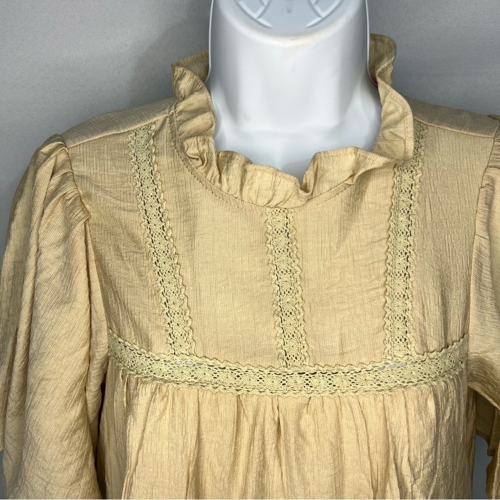 Peach puff beige ruffle lace dress BoHo style size small - Picture 11 of 14